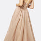 Juliet 201 Plunging V-Neckline Long Glitter Dress A-Line