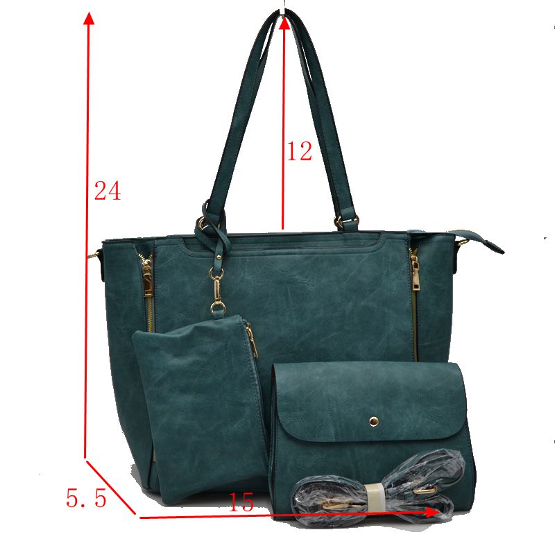 3 in 1 Side Zipper Women's Tote Handbag set