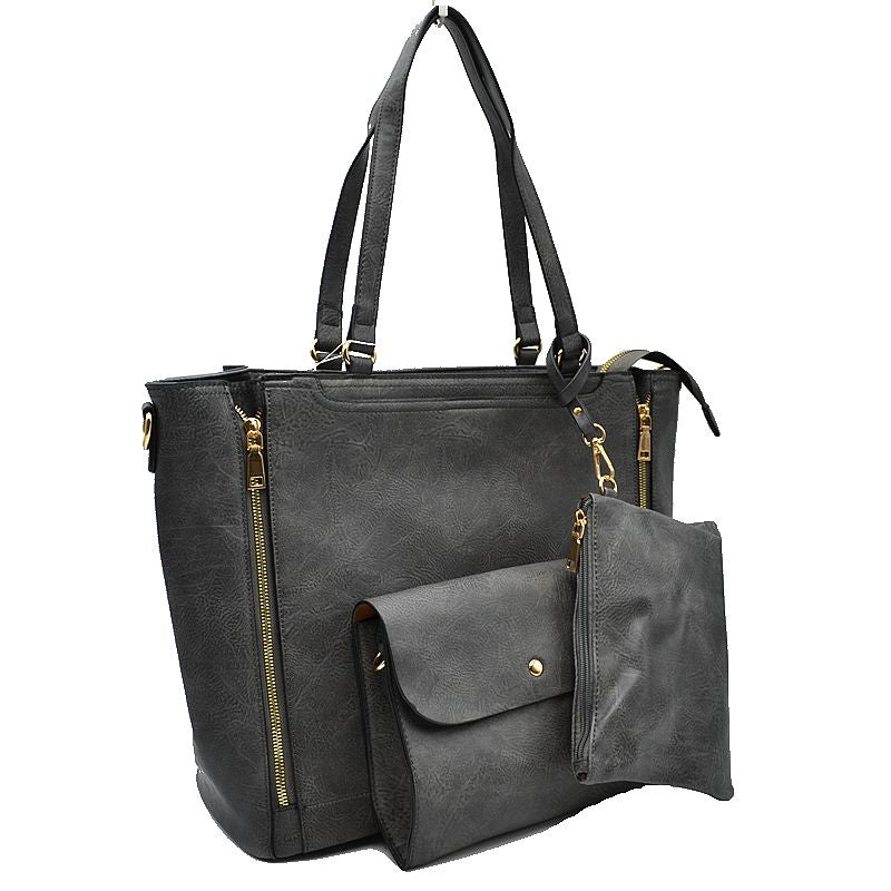 3 in 1 Side Zipper Women's Tote Handbag set