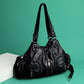 Women's Real Washed Leather Motorcycle Fashion Solid Shoulder Bags