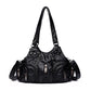 Women's Real Washed Leather Motorcycle Fashion Solid Shoulder Bags