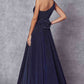 Juliet 205 Long One Shoulder Sleeveless Glitter Gown