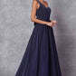 Juliet 205 Long One Shoulder Sleeveless Glitter Gown
