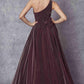 Juliet 205 Long One Shoulder Sleeveless Glitter Gown