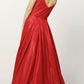 Juliet 206 Long A-Line Glitter Gown Side Pockets