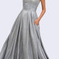 Juliet 206 Long A-Line Glitter Gown Side Pockets