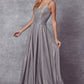 Juliet 206 Long A-Line Glitter Gown Side Pockets