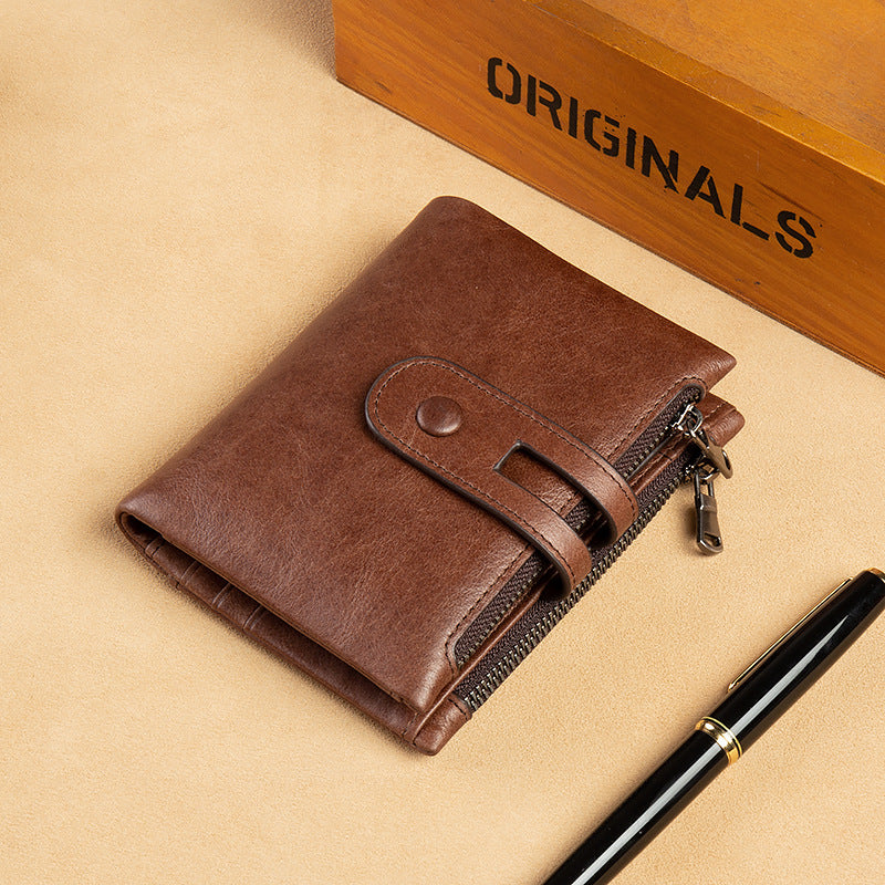 Men's Retro Leather First Layer Cowhide Pocket Men's Wallets