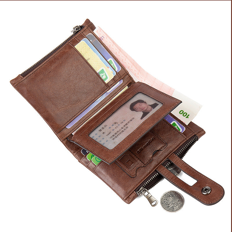 Men's Retro Leather First Layer Cowhide Pocket Men's Wallets