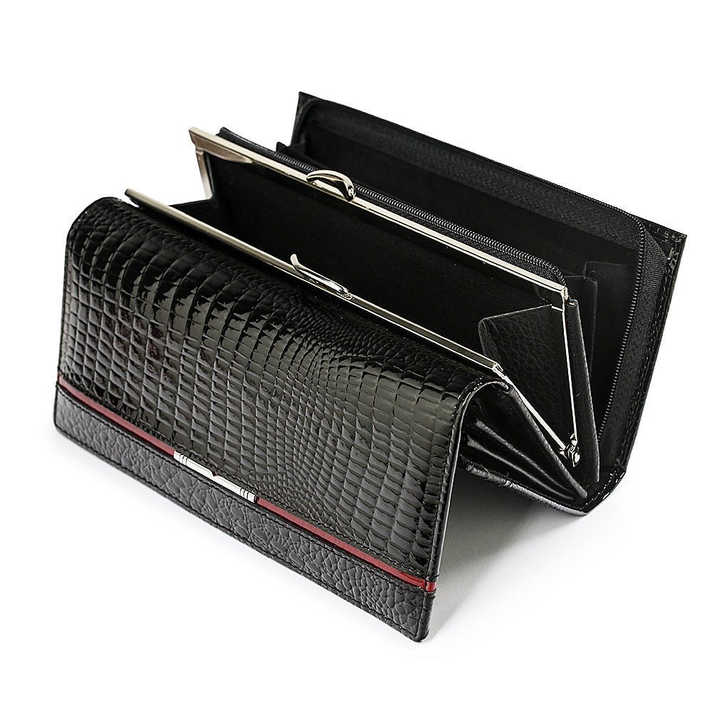 Women's Leather Patent Design Luxury Crocodile Pattern Ladies Wallets