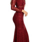 CLEARANCE - Eureka 2095 Long Sleeve Lace Dress Mock 2-Piece High Neck (Size Small)
