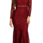 CLEARANCE - Eureka 2095 Long Sleeve Lace Dress Mock 2-Piece High Neck (Size XL)