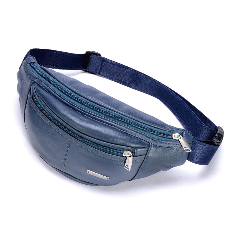Men's Retro Genuine Leather Moon Type Large Men's Waist Packs