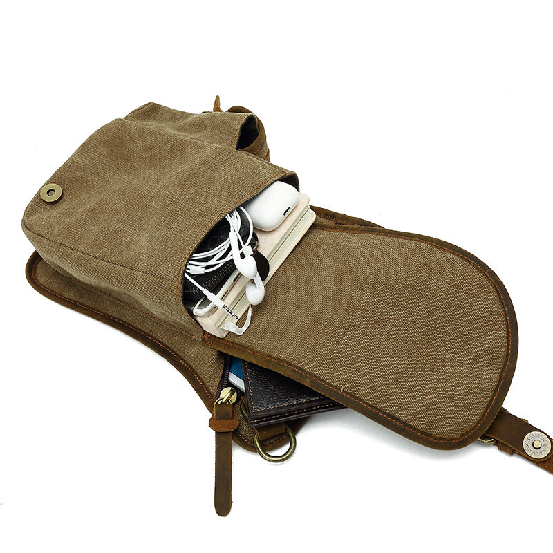 Men's Grid Riding Leg Canvas Fashion Korean Bags