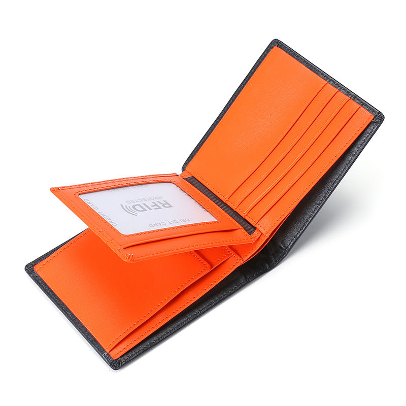 Men's First Layer Cowhide Leather Off Short Men's Wallets