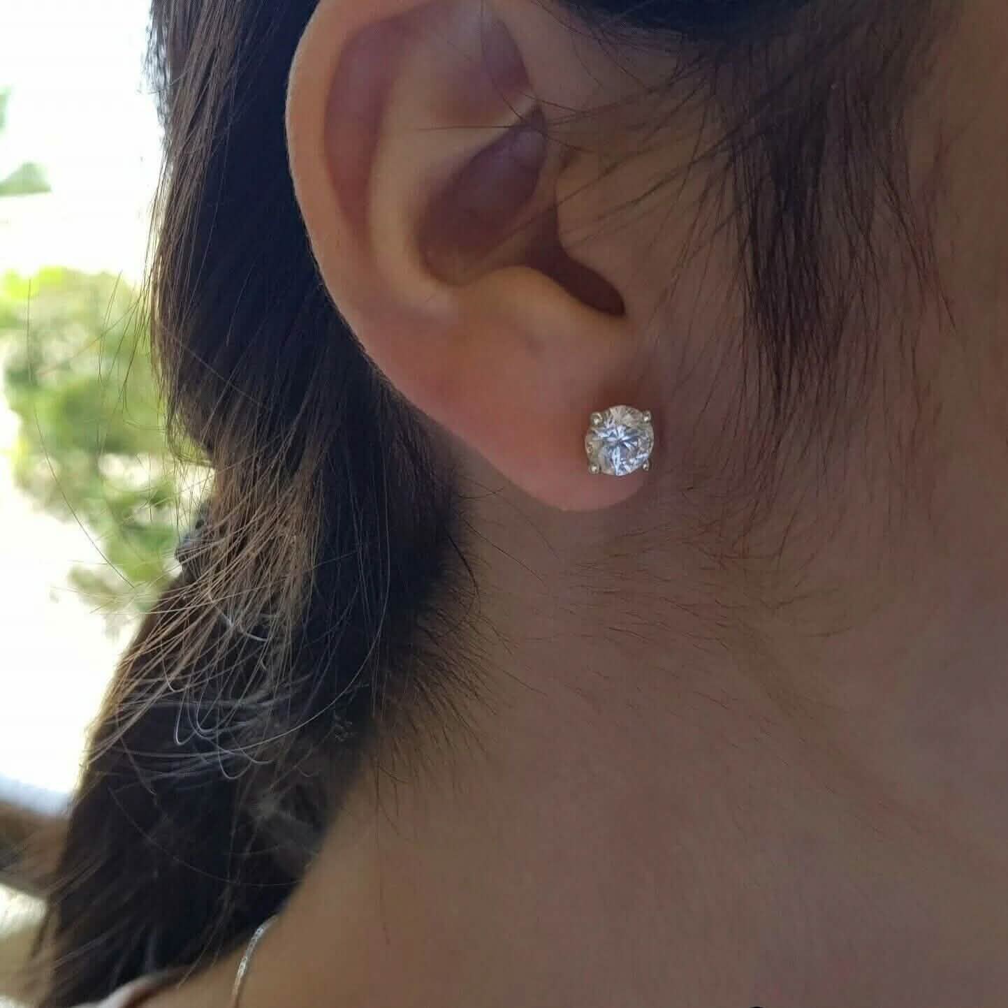 Pendientes con solitario de diamantes de 2,15 ct, redondos naturales, oro blanco de 14k auténtico, Martini F-G/I1