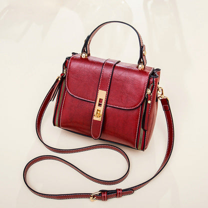 Women's Versatile Simple Oil Wax Leather Fashion Handbags