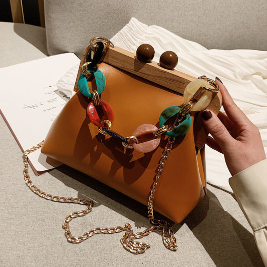 Women's Autumn Fashion Simple Retro Clip Mouth Shoulder Bags