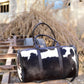 Black and White Overnight Bag, Cow Hide Pony Skin Design, Luxurious Travel Essential, Unique Gift for Jetsetter