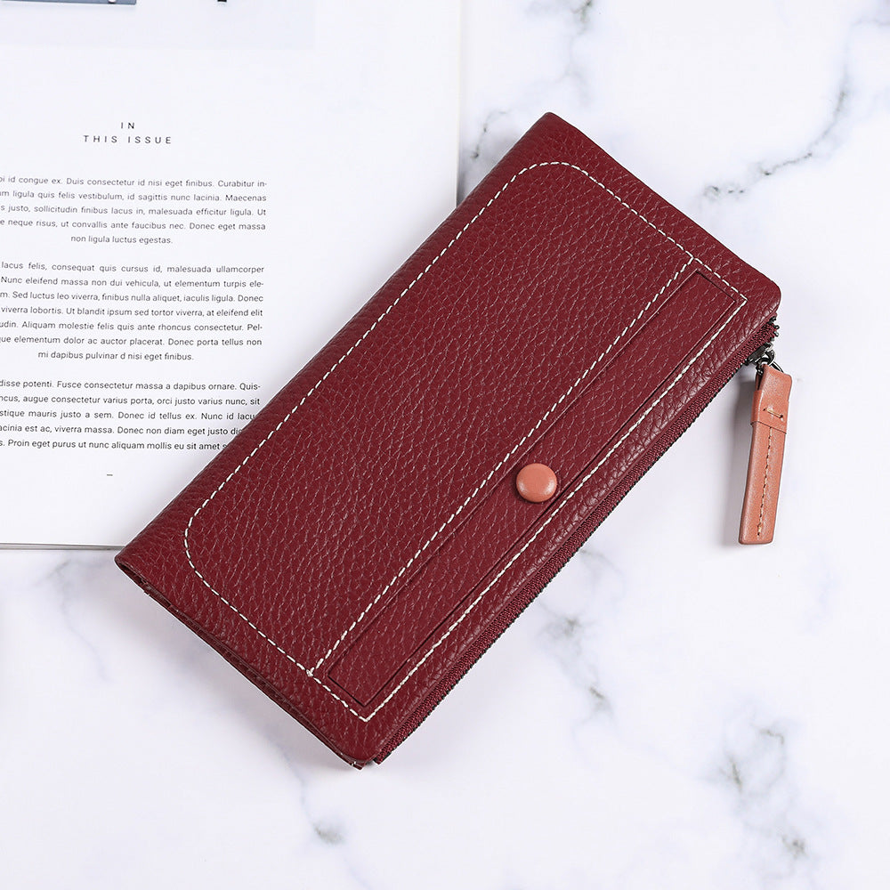 Women's Fashion Long Zipper Two-fold Multiple Slots Ladies Wallets