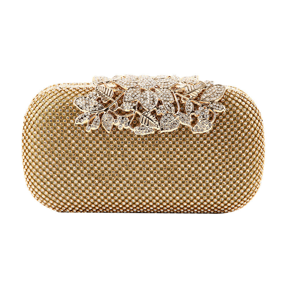 Quality Dinner Handmade Rhinestone Flower Leaf Evening Bags