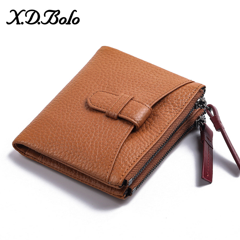 Women's Short Korean Fashion Double Zipper Soft Ladies Wallets