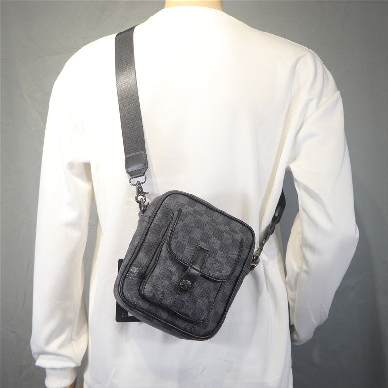 Men's Stylish Fashion Mini Vertical Plaid Men's Shoulder Bags