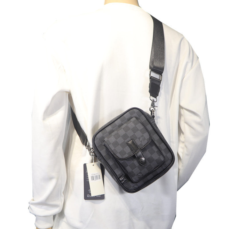 Men's Stylish Fashion Mini Vertical Plaid Men's Shoulder Bags