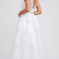 Juliet 224 V-Neck and Back Embroidered Tulle A-Line Ball Gown
