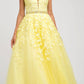 Juliet 224 V-Neck and Back Embroidered Tulle A-Line Ball Gown