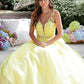 Juliet 224 V-Neck and Back Embroidered Tulle A-Line Ball Gown