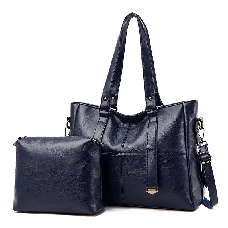 Women's Fashion Solid Color Large Capacity Zipper Handbags
