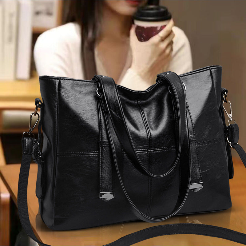 Women's Fashion Solid Color Large Capacity Zipper Handbags