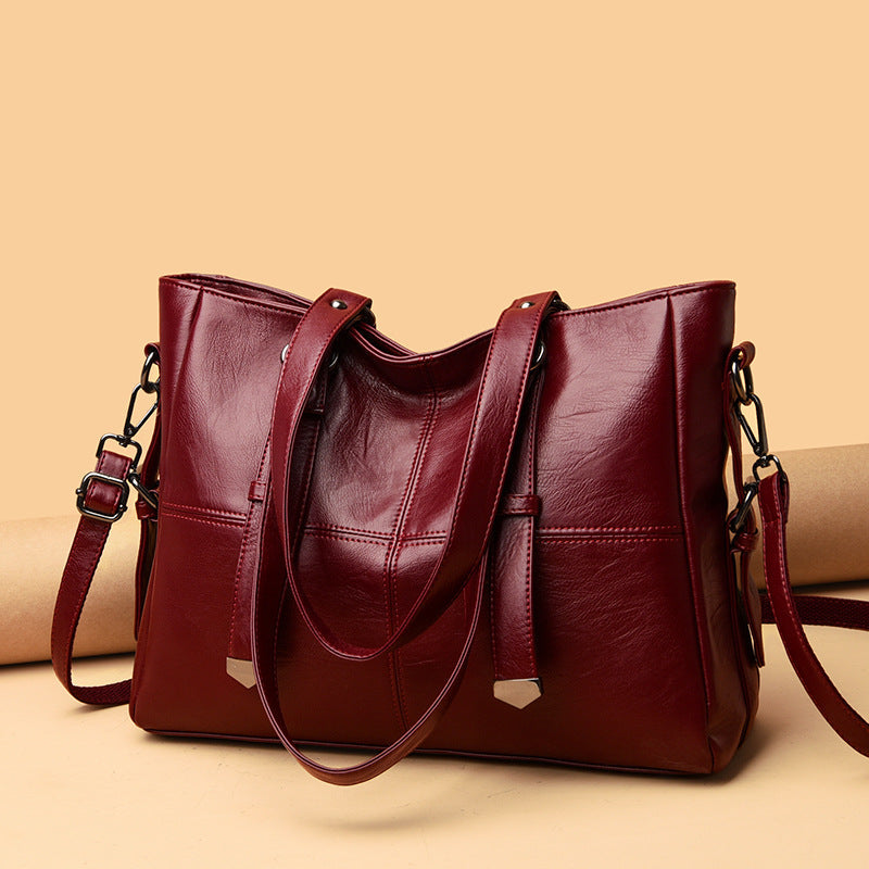 Women's Fashion Solid Color Large Capacity Zipper Handbags