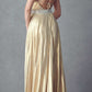 Juliet 226 Metallic Pleated Long Dress A-Line Lace-Up Back