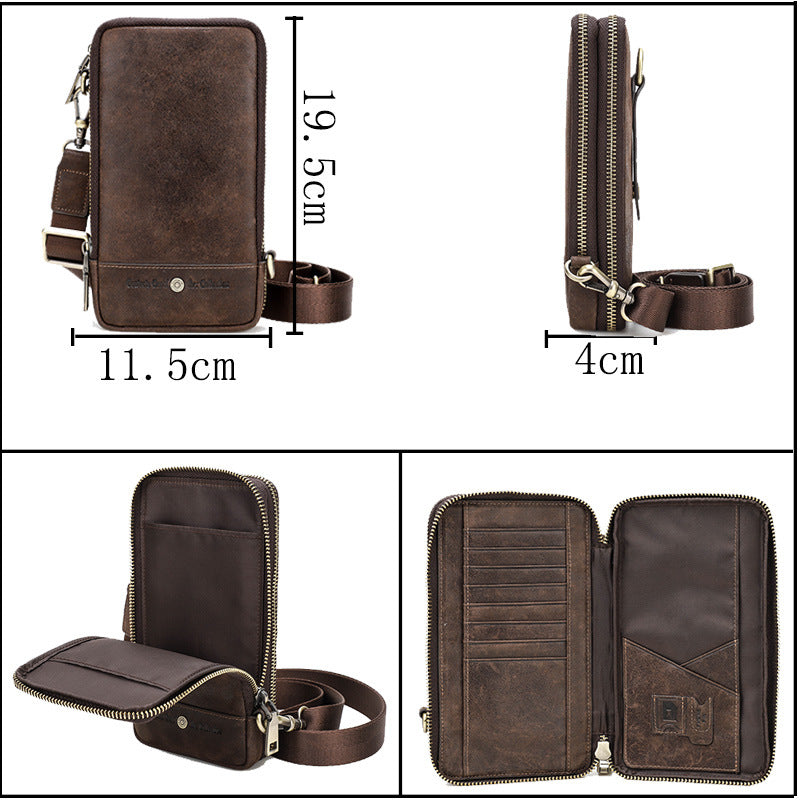 Men's Black Angel Trendy Crazy Horse Leather Men's Messenger Bags