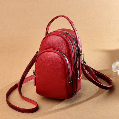 Women's Genuine Leather Simple Mobile First Layer Shoulder Bags