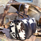 Black and White Overnight Bag, Cow Hide Pony Skin Design, Luxurious Travel Essential, Unique Gift for Jetsetter