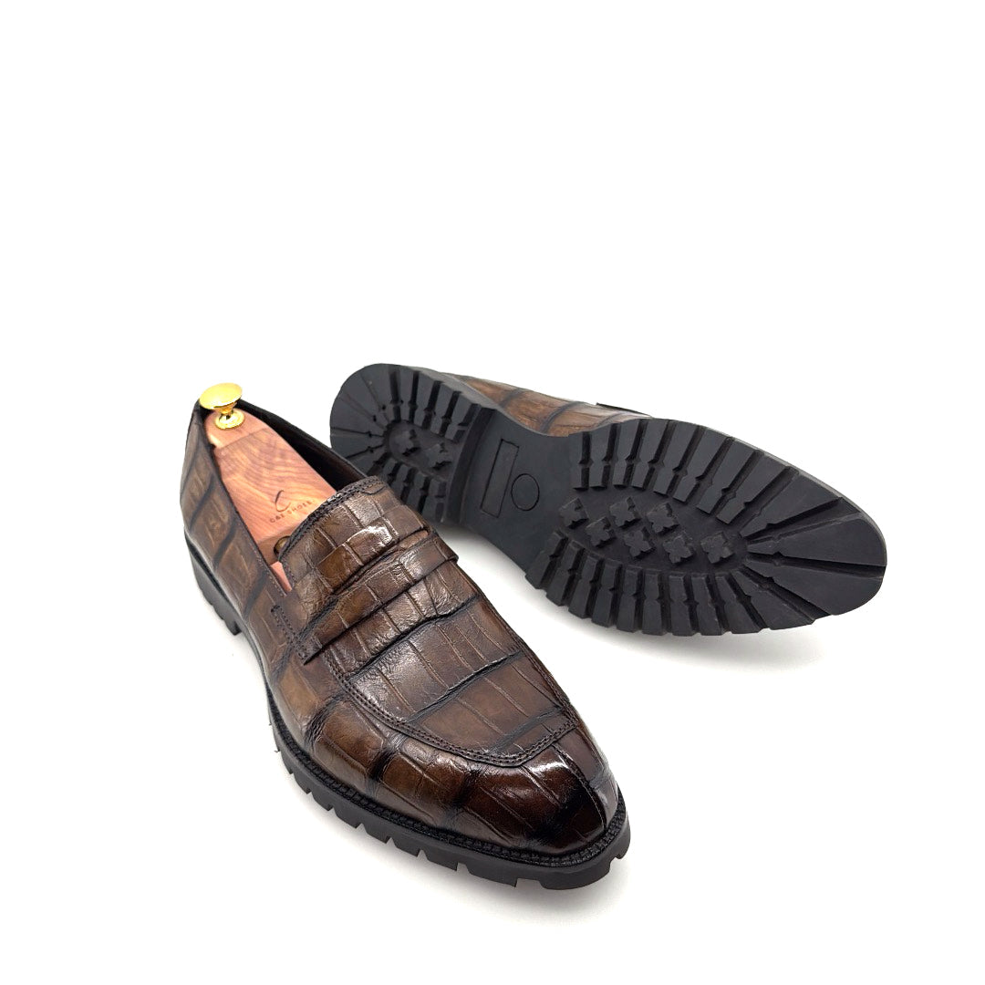 Maurice Carolina Custom Made Alligator Loafer - Brown