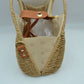 Straw Woven Handbag with Leather Accent & Adjustable Strap