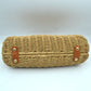 Straw Woven Handbag with Leather Accent & Adjustable Strap