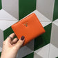 Korean Style Top Layer Cowhide Short Yellow Two Fold Ladies Wallets