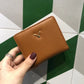Korean Style Top Layer Cowhide Short Yellow Two Fold Ladies Wallets