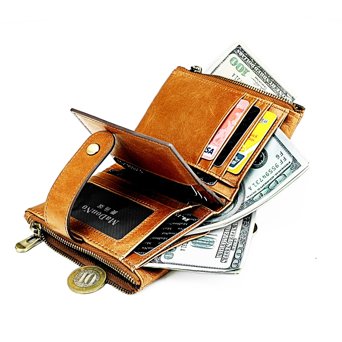 Men's Swiping Multiple Slots Crazy Horse Leather Men's Wallets