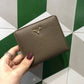 Korean Style Top Layer Cowhide Short Yellow Two Fold Ladies Wallets
