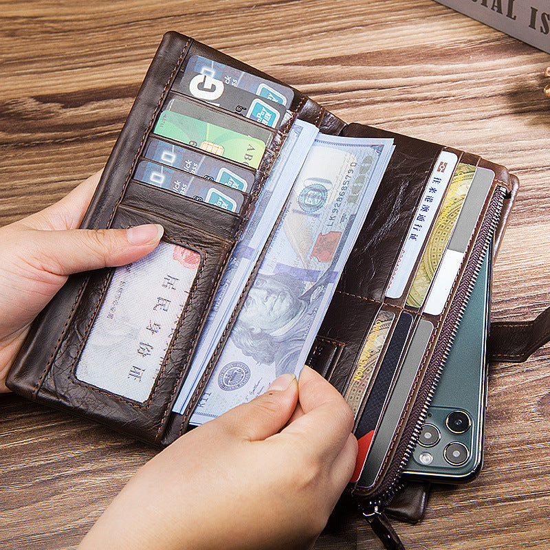 Women's Multiple Slots First Layer Cowhide Two Fold Men's Wallets
