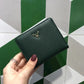 Korean Style Top Layer Cowhide Short Yellow Two Fold Ladies Wallets