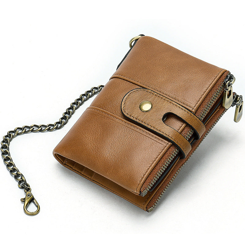 Men's Vintage 2 Fold First Layer Cowhide Coin Purses