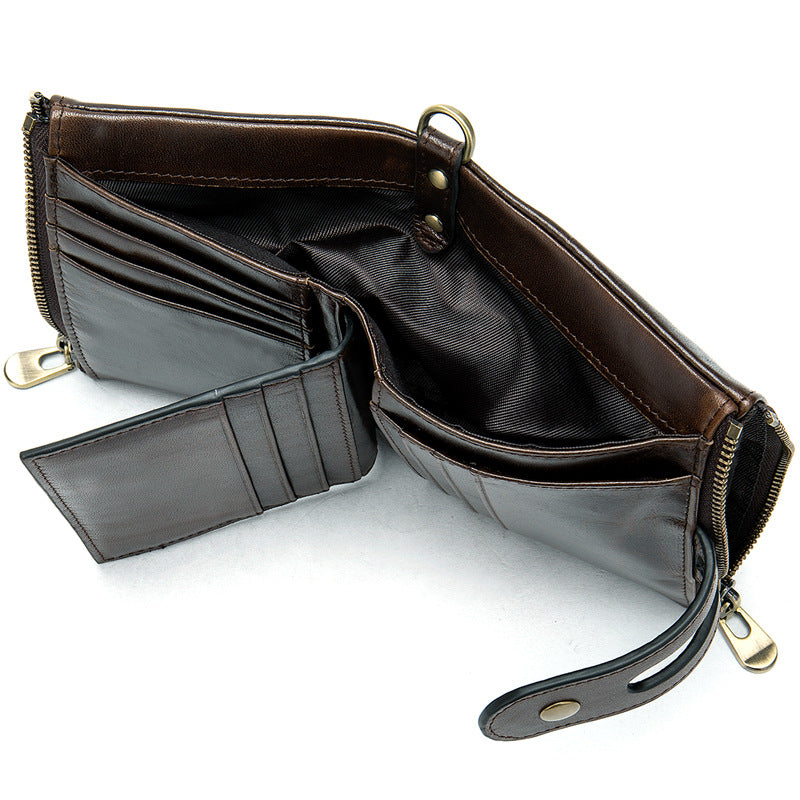 Men's Vintage 2 Fold First Layer Cowhide Coin Purses
