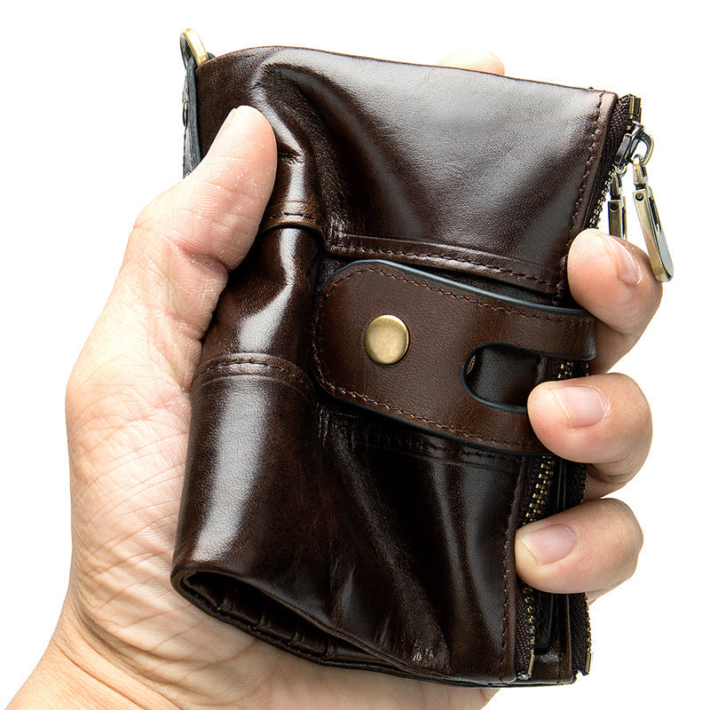 Men's Vintage 2 Fold First Layer Cowhide Coin Purses